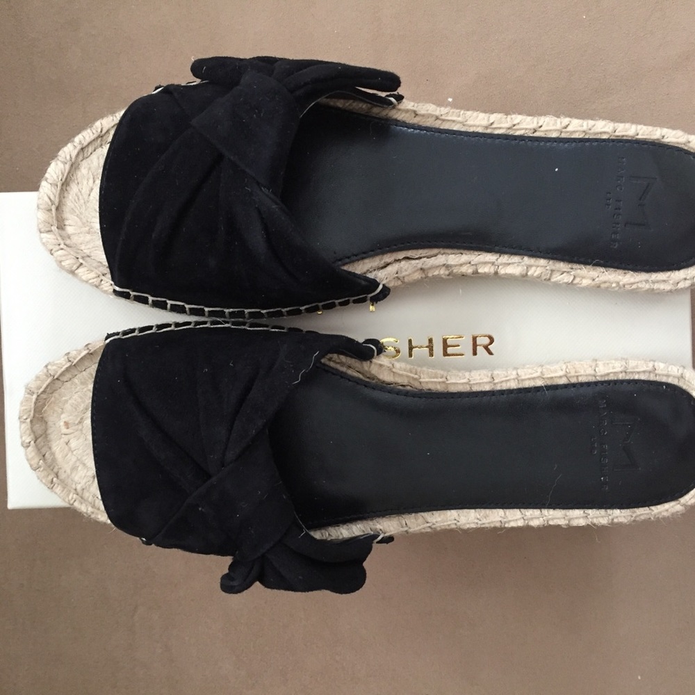 Marc Fisher brand new flat blk suede espadrilles